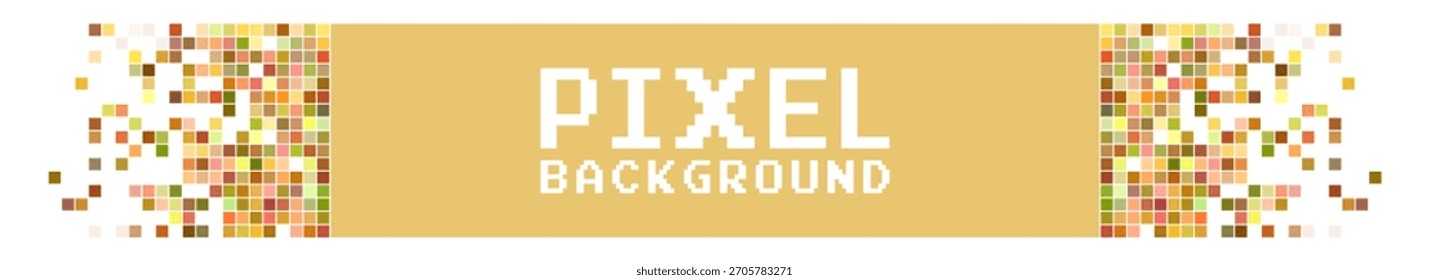 Abstract pixel banner with mosaic squares, geometric digital background design, modern graphic rectangle style on transparent background