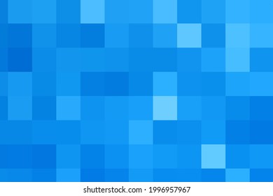 Abstract pixel blue background. Geometric texture from blue squares. Vector pattern of square pixels. A backing of mosaic squares. Vector illustration