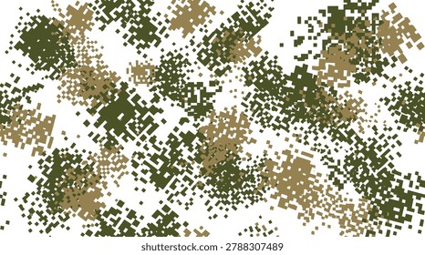 Abstract pixel camouflage pattern in green and brown tones with camouflage abstract military background illustration seamless tactical military style repeating creative