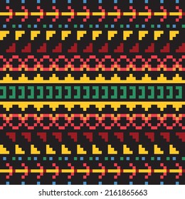 Abstract pixel colorful vector illustration Seamless pattern on background fabric pattern design wallpaper.