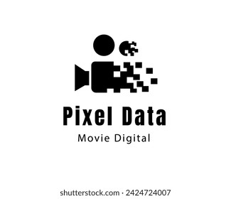 abstract pixel data movie media logo icon symbol design template illustration inspiration