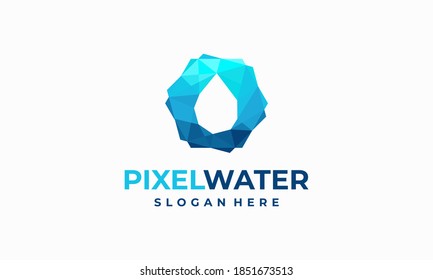 Abstract pixel design Water Drop Logo template designs