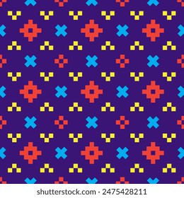 Abstract pixel geometric shape pattern seamless design for fabric print cloth dress carpet curtains and sarong Aztec African Indian Indonesian 