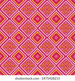 Abstract pixel geometric shape pattern seamless design for fabric print cloth dress carpet curtains and sarong Aztec African Indian Indonesian 