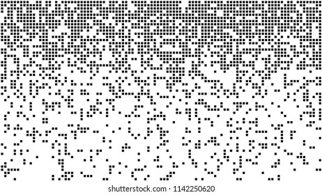 Abstract pixel gradient background. Falling pixels. Broken texture. Abstract vertical gradient halftone. Vector illustration.
