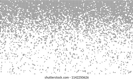 Abstract pixel gradient background. Falling pixels. Broken texture. Abstract vertical gradient halftone. Vector illustration.