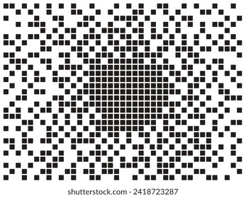 Abstrakter Farbverlauf-Farbverlauf-nahtloser horizontaler Hintergrund. Gedichtetes Rechteck mit gepunktetem Symbol mit Desintegrationseffekt. Verfallseffekt. Konzept des Zerfalls.