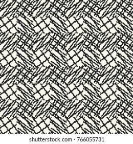 Abstract Pixel Grid Motif Distorted Background. Seamless Pattern.