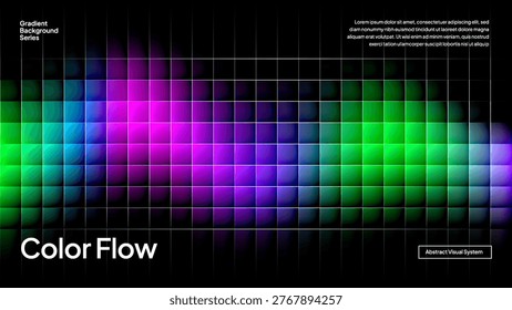 Abstract Pixel Grid Neon Gradient Background with Colorful Light Blocks and Digital Effect