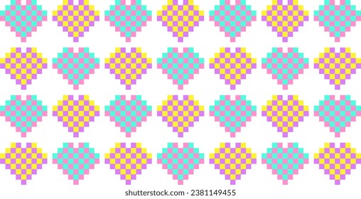 abstract pixel heart retro pattern background
