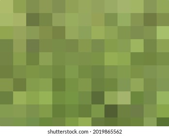 Borde de colores verde-herbáceo de píxeles abstractos. Textura geométrica de cuadrados herbáceos. Un respaldo de cuadrados de mosaico. Ilustración del vector
