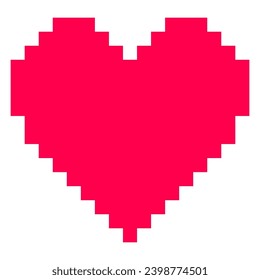Abstract pixel icon in the form of a red heart. Vector illustration in pixel art style. Charity and donation concept.