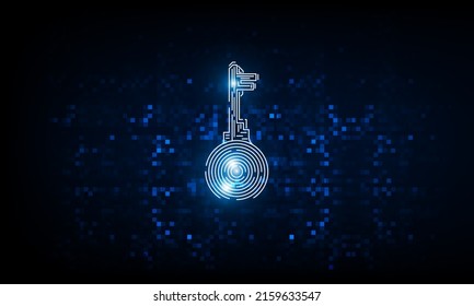 Abstract pixel Key Door open Light out technology and Question mark background Hitech communication concept innovation background,  vector design