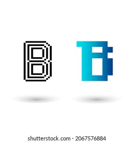 Abstract Pixel Letter B Graphic Design