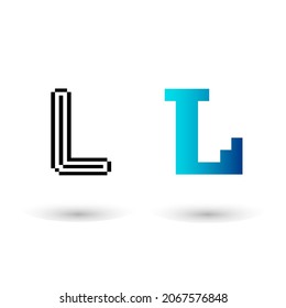 Letra abstracta píxeles L diseño gráfico