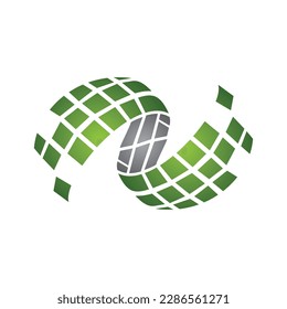 Abstract pixel letter N sphere logo 2