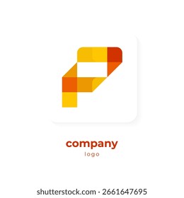 abstract pixel letter p initial logo