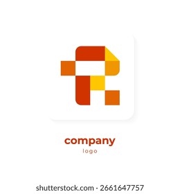 abstract pixel letter r initial logo
