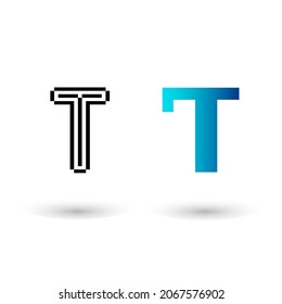 Abstract Pixel Letter T Graphic Design