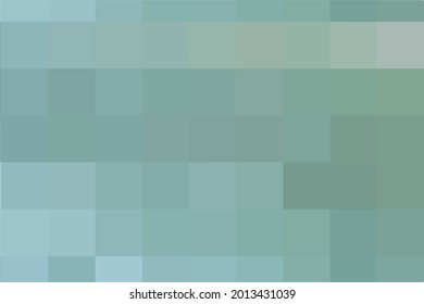 Abstract pixel light green background. Geometric texture from the color of the sea wave squares. A backing of mosaic squares. Vector illustration