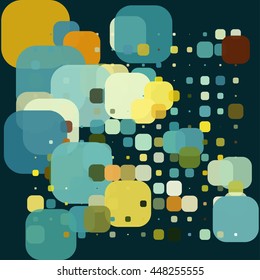 Abstract pixel pattern consisting of geometric elements of different color and transparency