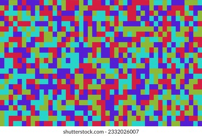 Abstract pixel pattern with vibrant colors and geometric shapes. Modern, minimalistic design for versatile use in various creative projects.Trendy and eye-catching, perfect for digital art, background