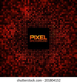 Abstract Pixel Red Bright Glow Background. Vector illustration 