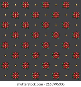 Resumen de la ilustración del vector de flor roja de píxel Patrón transparente en el fondo de fondo del diseño de patrones de tela.