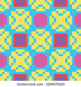 Abstract pixel seamless pattern. Art deco. Geometric. Repeated elegant background. Repeating beautiful texture. Fancy pattern. Colorfull. Design for walpaper, wrapping, fashion, fabric, card, print