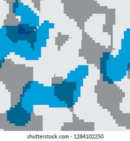 Abstract pixel seamless pattern on white background. Modern digital art technology endless design