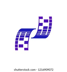 Abstract pixel shapes logo. Two flying sheets with overlay
