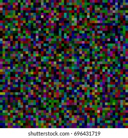 Abstract pixel square tiled mosaic background - geometric vector graphic design from colored squares in dark tones