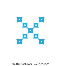 Abstract Pixel style Letter X logo Design