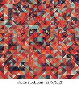 An abstract pixel style vector background with a grunge texture