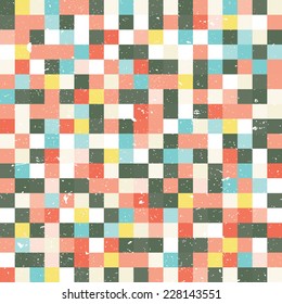 An abstract pixel style vector background with a grunge texture