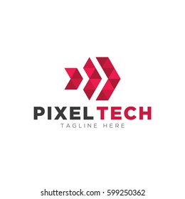 Abstract pixel technology logo design