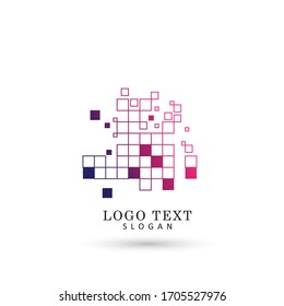 Logo de Pixel y Mosaico abstracto. Plantilla de vectores de símbolos e iconos.
