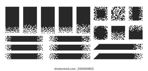 Abstract pixel title, header and text box. Layout with mosaic edges