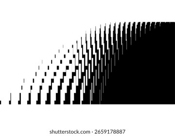 Abstractas franja de transición de píxeles. Patrón de rayas. Elemento de diseño dinámico. Antecedentes del Vector tecnológico. Para portadas, publicidad, tarjetas. Racimos, luz, cristales. Medio tono