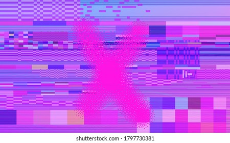 Abstract pixelated background with flickers and datamoshing effect. Vaporwave and cyberpunk style aesthetics.