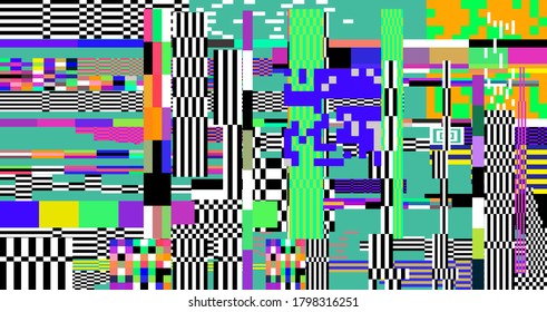 Abstract pixelated background with flickers and datamoshing effect. Vaporwave and cyberpunk style aesthetics.