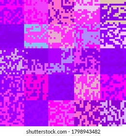 Abstract pixelated background with flickers and datamoshing effect for programming and steganography subject. Vaporwave and cyberpunk style aesthetics.