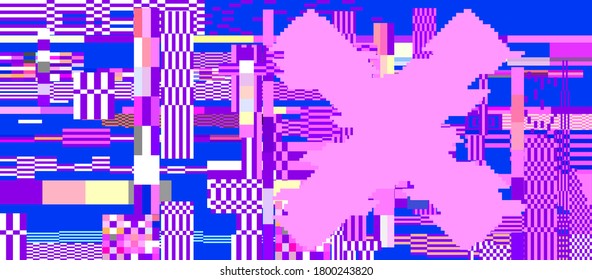 Abstract pixelated background with flickers and datamoshing effect. Vaporwave and cyberpunk style aesthetics.