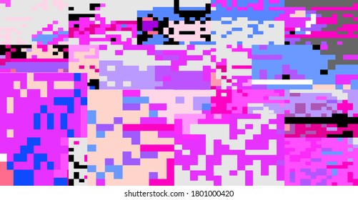 Abstract pixelated background with flickers and datamoshing effect. Vaporwave and cyberpunk style aesthetics.