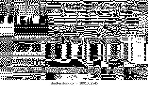 Abstract pixelated background with flickers and datamoshing effect. Vaporwave and cyberpunk style aesthetics.