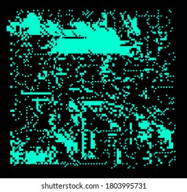 Abstract pixelated background with flickers and datamoshing effect. Vaporwave and cyberpunk style aesthetics.