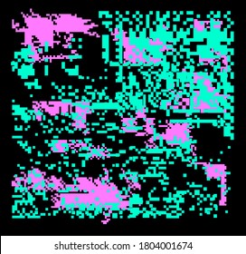 Abstract pixelated background with flickers and datamoshing effect. Vaporwave and cyberpunk style aesthetics.