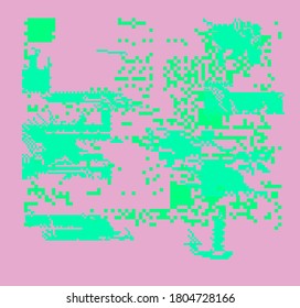 Abstract pixelated background with flickers and datamoshing effect. Vaporwave and cyberpunk style aesthetics.