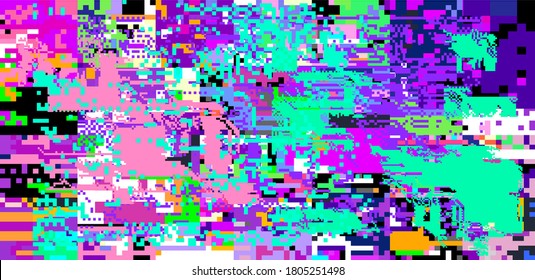 Abstract pixelated background with flickers and datamoshing effect.