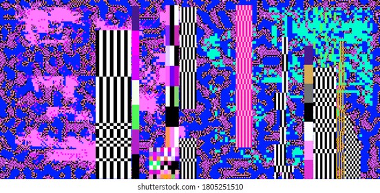 Abstract pixelated background with flickers and datamoshing effect.
